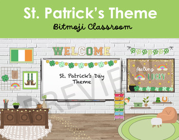 Preview of BITMOJI Classroom- ST. PATRICK'S Theme
