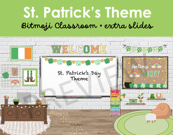 Preview of BITMOJI Classroom- ST. PATRICK'S Theme Package