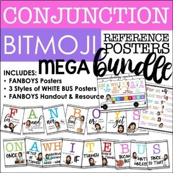 Preview of BITMOJI Conjunctions MEGA BUNDLE: FANBOYS & WHITE BUS Posters & Resources