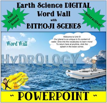 Preview of BITMOJI Earth Science DIGITAL Word Wall HYDROLOGY - PowerPoint