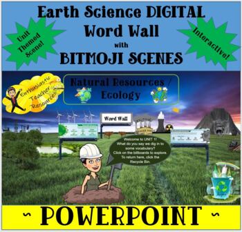 Preview of BITMOJI Earth Science DIGITAL Word Wall NATURAL RESOURCES - PowerPoint