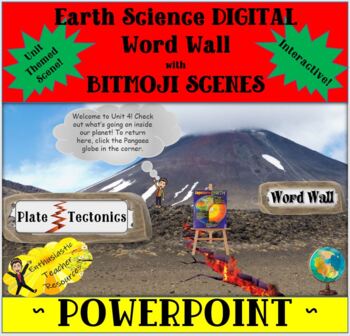 Preview of BITMOJI Earth Science DIGITAL Word Wall PLATE TECTONICS - PowerPoint