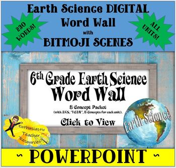 Preview of BITMOJI Earth Science DIGITAL Word Wall ALL UNITS - PowerPoint