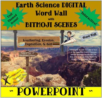 Preview of BITMOJI Earth Science DIGITAL Word Wall W, E, D, S - PowerPoint