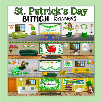 Preview of BITMOJI Google Classroom Banners (St. Patrick's Day)