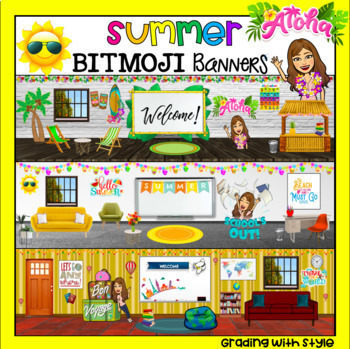 Preview of BITMOJI Google Classroom Banners (Summer/END OF YEAR)