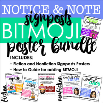 Preview of BITMOJI Notice and Note Signposts Bundle: Posters for Fiction & Nonfiction