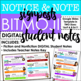 BITMOJI Notice and Note Signposts DIGITAL Student Notes fo