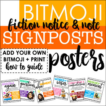 Preview of BITMOJI Notice and Note Signposts Posters for Fiction