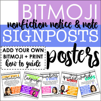 Preview of BITMOJI Notice and Note Signposts Posters for Nonfiction