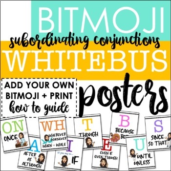 Preview of BITMOJI Subordinating Conjunction Multi-Posters (WHITE BUS)