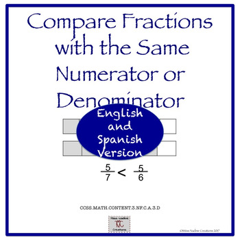 Preview of Bilingual:Lessons (3rd)Comparing Fractions with the same numerators/denominators