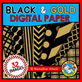 NEW YEAR CLIPART (BLACK AND GOLD DIGITAL PAPER BACKGROUNDS