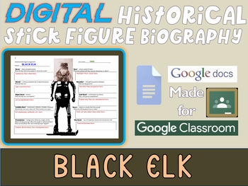 Preview of BLACK ELK Digital Historical Stick Figure Biographies  (MINI BIO)