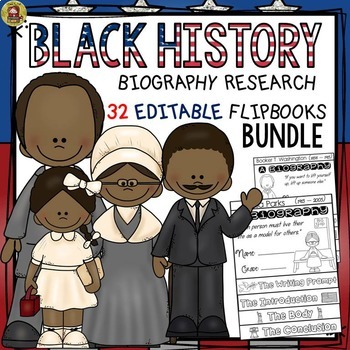 Preview of Black History Research And Writing Activities Biography Flipbooks Bundle