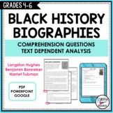 BLACK HISTORY BIOGRAPHIES AND READING COMPREHENSION QUESTIONS