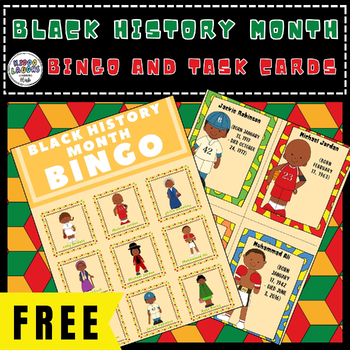 Preview of BLACK HISTORY MONTH BINGO,Black History Month Task Cards,biography cards