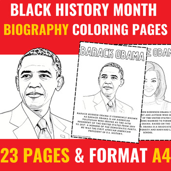 Preview of BLACK HISTORY MONTH Coloring Pages Posters | Black History Month Biography Works