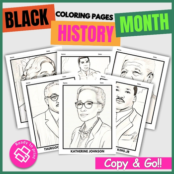 BLACK HISTORY MONTH Coloring Pages Posters - Coloring Realistic Figures ...