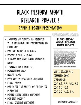 Preview of BLACK HISTORY MONTH RESEARCH WRITING & POSTER PROJECT