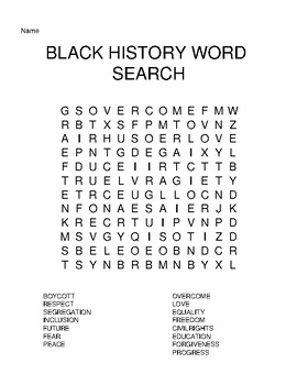 BLACK HISTORY MONTH WORD SEARCH by Rachel Hendrix | TPT