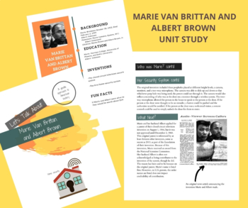 Preview of BLACK HISTORY PIONEER UNIT STUDY-MARIE VAN BRITTAN & Albert Brown