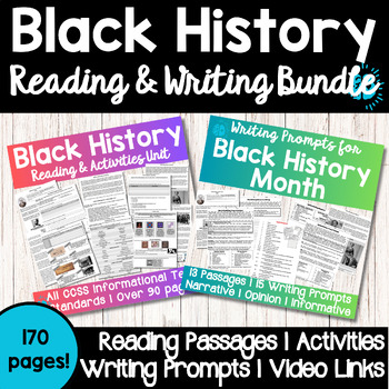 Preview of BLACK HISTORY Reading Writing Bundle Hands On Test Prep Bulletin Board Display