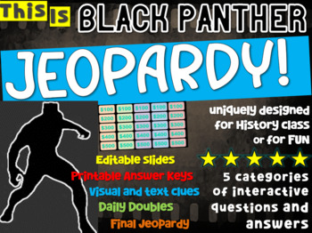 Preview of BLACK PANTHER JEOPARDY! Engaging Sundiata, Mali, Africa, & Lion King Comparisons
