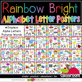 Preview of ALPHABET POSTERS - RAINBOW BRIGHT CLASSROOM DÉCOR