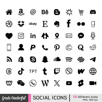 Preview of BLACK Social Media Icons, Transparent Backgrounds