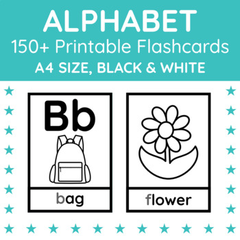 alphabet flashcards b w uppercase lowercase letters printable a4 cards