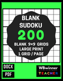 BLANK SUDOKU BOOK | 200 9×9 GRIDS | PRINTABLE & EDITABLE