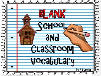 Preview of BLANK School Vocabulary PICTURE Notes Powerpoint