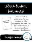 BLANK Student Dictionary!!