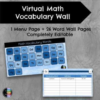 Preview of BLANK- Virtual Math Vocabulary Wall - Interactive Vocab Notebook - Google Slides