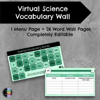 Preview of BLANK- Virtual Science Vocab Wall - Interactive Vocab Notebook - Google Slides