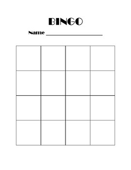 BLANK cut and paste bingo card by Mrs Rhees Room | TPT