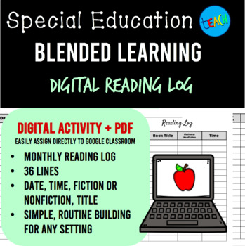 Preview of BLENDED LEARNING Reading Log DIGITAL ACTIVITY and PDF