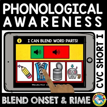 Preview of BLENDING CVC WORDS ONSET AND RIME BOOM CARDS PHONOLOGICAL AWARENESS DIGITAL GAME