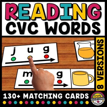 BLENDING CVC WORDS READ & MATCH FLASH CARD KINDERGARTEN PHONICS ...