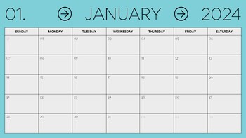 Preview of BLEU and Grey Minimal 2024 Calendar