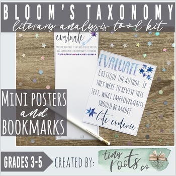 Preview of BLOOM’S TAXONOMY LITERARY ANALYSIS TOOL KIT | Grades 3-5 | POSTERS & BOOKMARKS