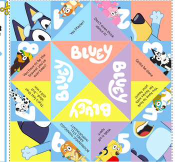 Preview of BLUEY, PAPER PUZZLE TOY - FLEXTANGLE & a Bluey Fortune Teller game