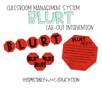 Preview of BLURT Classroom Management Call-Out Intervention System
