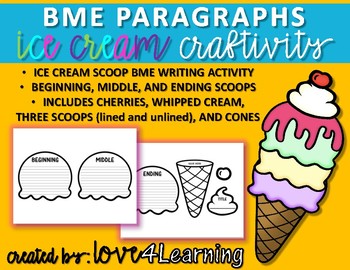 Preview of BEGINNING, MIDDLE, AND ENDING (BME) PARAGRAPH WRITING ACTIVITY (CRAFTIVITY)