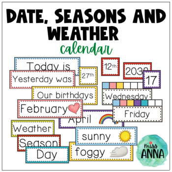 BOARD CALENDAR - Date, seasons and weather by Miss Anna ESL | TpT