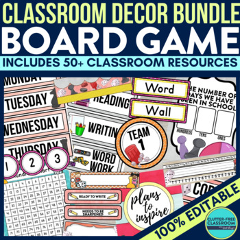 Preview of BOARD GAME Classroom Decor Bundle Theme editable decorations gameboard for 2023