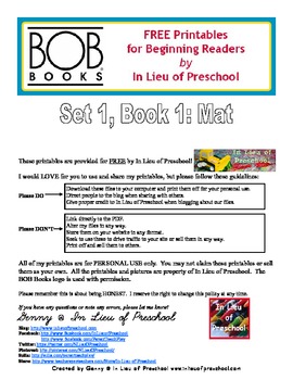 Preview of BOB Books Printables for Beginning Readers: Set 1, Book 1 MAT
