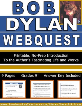 Preview of BOB DYLAN Webquest | Worksheets | Printables