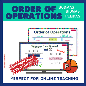 Preview of Order of operations  BODMAS  PEMDAS for 0580 IGCSE  Digital and printable
